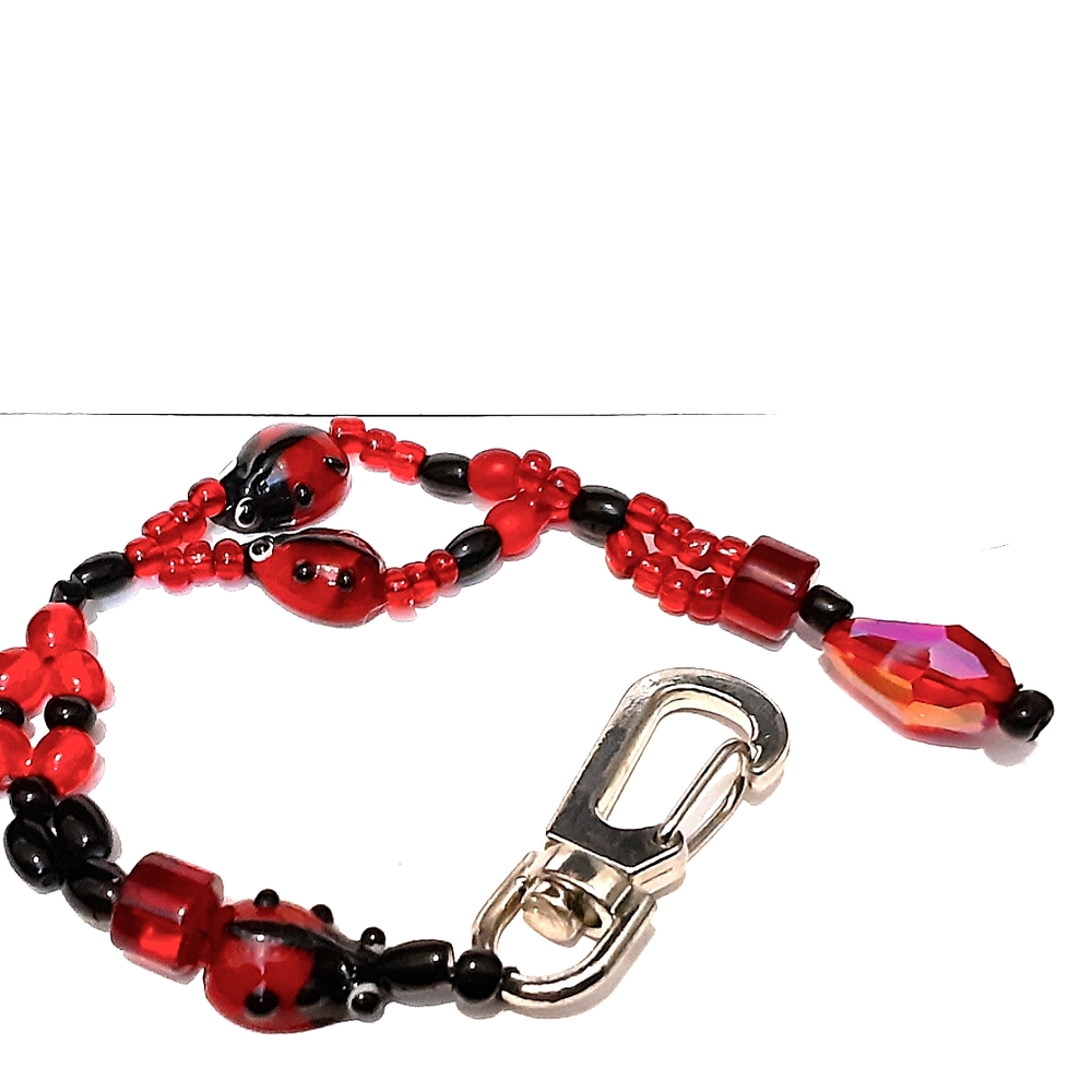 ladybug keychain beaded charm accessory